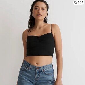 NEW Madewell Black Flex Sweetheart Crop Tank Top NWT Minimalist Neutral Size XXS